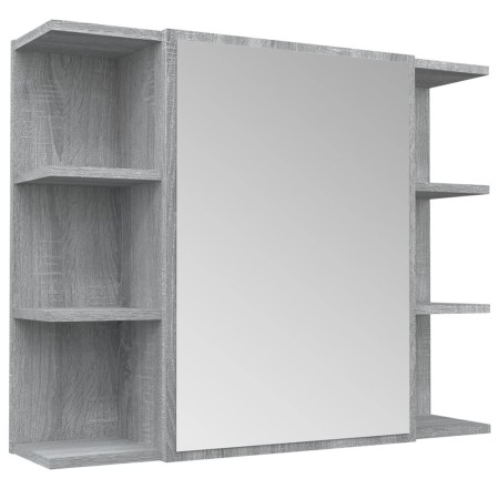 Armario de espejo baño contrachapada gris Sonoma 80x20,5x64 cm de vidaXL, Tocadores de baño - Ref: Foro24-815523, Precio: 89,...