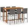 Conjunto de bar para jardín 7 piezas con cojines gris de vidaXL, Conjuntos de jardín - Ref: Foro24-3068007, Precio: 633,65 €,...