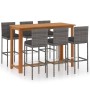 Conjunto de bar para jardín 7 piezas con cojines gris de vidaXL, Conjuntos de jardín - Ref: Foro24-3068007, Precio: 659,70 €,...