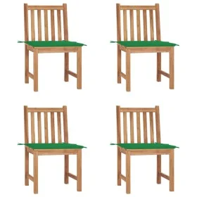 Sillas de jardín 4 unidades madera maciza de teca con cojines de vidaXL, Sillas de jardín - Ref: Foro24-3073093, Precio: 445,...