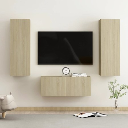 Set muebles de salón TV 3 pzas madera ingeniería roble Sonoma de vidaXL, Muebles TV - Ref: Foro24-3078973, Precio: 127,69 €, ...