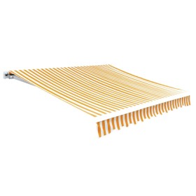Toldo de lona amarillo y blanco 4x3 m (sin estructura) de vidaXL, Toldos - Ref: Foro24-141017, Precio: 51,92 €, Descuento: %