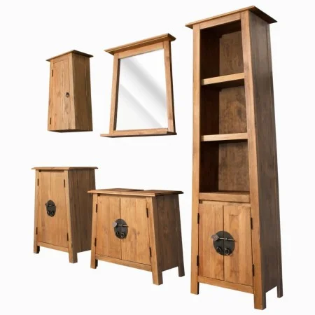 Conjunto de muebles de baño 5 piezas madera maciza de pino de vidaXL, Muebles de baño - Ref: Foro24-275425, Precio: 916,64 €,...