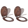 Asientos inodoro con tapas de cierre suave 2 uds MDF marrón de vidaXL, Asientos de inodoros y bidés - Ref: Foro24-275906, Pre...