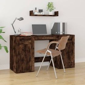 Escritorio con armario contrachapada roble ahumado de vidaXL, Escritorios - Ref: Foro24-3185436, Precio: 143,02 €, Descuento: %