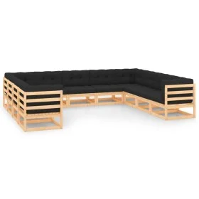 Muebles de jardín 11 pzas cojines antracita madera maciza pino de vidaXL, Conjuntos de jardín - Ref: Foro24-3083875, Precio: ...