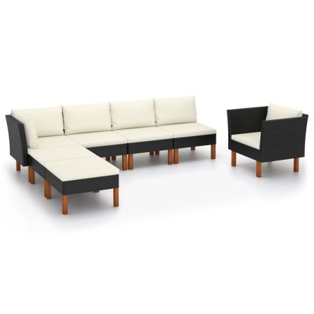 Set muebles de jardín 7 pzas ratán sintético eucalipto negro en Conjuntos de jardín | Comprar online en Foru.es