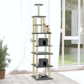 Rascador para gatos con postes de sisal gris oscuro 216 cm de vidaXL, Mobiliario para gatos - Ref: Foro24-171529, Precio: 100...