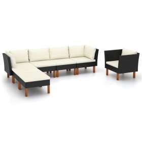 Set muebles de jardín 7 pzas ratán sintético eucalipto negro en Conjuntos de jardín | Comprar online en Foru.es