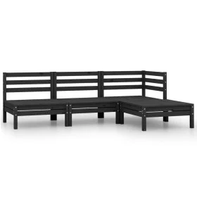 Set of 4-piece solid black pine wood garden furniture. by vidaXL, Garden sets - Ref: Foro24-806621, Price: 163,70 €, Discount: %