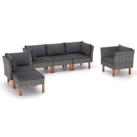 Set de muebles de jardín 6 pzas ratán sintético eucalipto gris en Conjuntos de jardín | Comprar online en Foru.es