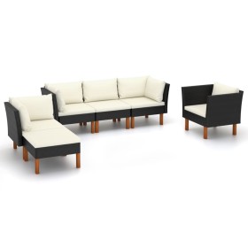 Set muebles de jardín 9 pzas ratán sintético eucalipto negro en Conjuntos de jardín | Comprar online en Foru.es