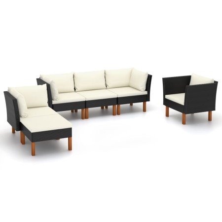 Set muebles de jardín 9 pzas ratán sintético eucalipto negro en Conjuntos de jardín | Comprar online en Foru.es