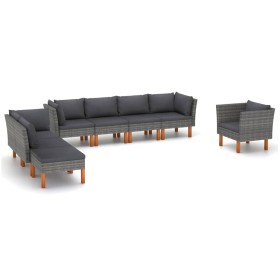 Set de muebles de jardín 8 pzas ratán sintético eucalipto gris en Conjuntos de jardín | Comprar online en Foru.es