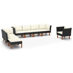Set muebles de jardín 9 pzas ratán sintético eucalipto negro en Conjuntos de jardín | Comprar online en Foru.es