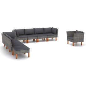 Set de muebles de jardín 9 pzas ratán sintético eucalipto gris en Conjuntos de jardín | Comprar online en Foru.es