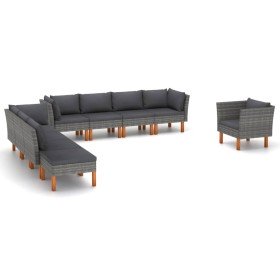 Set de muebles de jardín 9 pzas ratán sintético eucalipto gris en Conjuntos de jardín | Comprar online en Foru.es