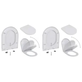 Asientos inodoro con tapas cierre suave 2 uds plástico blanco de vidaXL, Asientos de inodoros y bidés - Ref: Foro24-275930, P...