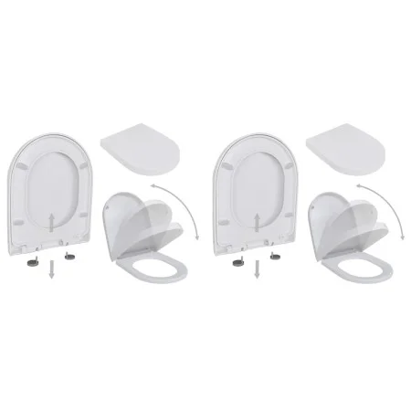 Toilettensitze mit Soft-Close-Deckel, 2 Stück, aus weißem Kunststoff von vidaXL, Toiletten- und Bidetsitze - Ref: Foro24-2759...
