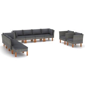 Set de muebles de jardín 10 pzas ratán sintético eucalipto gris en Conjuntos de jardín | Comprar online en Foru.es