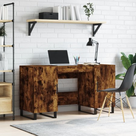 Escritorio madera de ingeniería roble ahumado 140x50x75 cm de vidaXL, Escritorios - Ref: Foro24-829577, Precio: 129,82 €, Des...