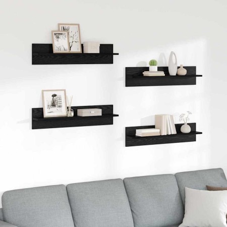 Estanterías de pared 4 pcs Roble Negro 80 x 11,5 x 18 cm en Estanterías | Comprar online en Foru.es