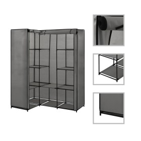 Armario de esquina gris 130x87x169 cm de vidaXL, Armarios roperos - Ref: Foro24-282452, Precio: 56,77 €, Descuento: %
