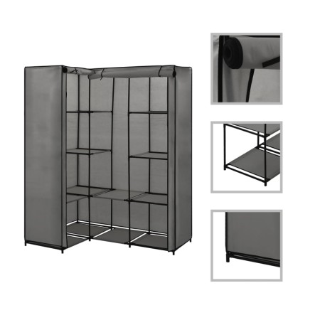 Armario de esquina gris 130x87x169 cm de vidaXL, Armarios roperos - Ref: Foro24-282452, Precio: 56,77 €, Descuento: %