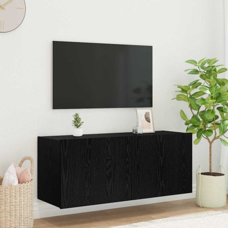 Mueble de TV Montado en la Pared Roble Negro 100 x 35 x 41 cm en Muebles TV | Comprar online en Foru.es