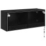 Mueble de TV Montado en la Pared Roble Negro 100 x 35 x 41 cm en Muebles TV | Comprar online en Foru.es
