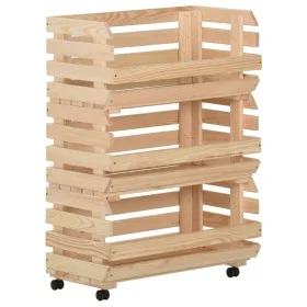 Carrito para verduras madera maciza de pino 57x30x80 cm de vidaXL, Carros de cocina y comedor - Ref: Foro24-327326, Precio: 8...