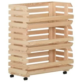 Solid pine wood vegetable cart 77x30x80 cm by vidaXL, Kitchen and dining carts - Ref: Foro24-327327, Price: 92,32 €, Discount: %