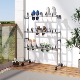 Zapatero con ruedas plateado 66x27x100 cm de vidaXL, Zapateros y organizadores de calzado - Ref: Foro24-344371, Precio: 53,08...