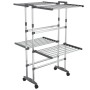 Tendedero de 2 niveles con ruedas plateado 60x70x106 cm de vidaXL, Tendederos y perchas - Ref: Foro24-344377, Precio: 69,12 €...