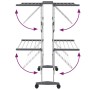 Tendedero de 2 niveles con ruedas plateado 60x70x106 cm de vidaXL, Tendederos y perchas - Ref: Foro24-344377, Precio: 69,12 €...
