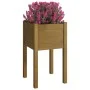 Jardinera de madera maciza de pino marrón miel 40x40x70 cm de vidaXL, Maceteros y jardineras - Ref: Foro24-810795, Precio: 30...