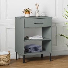 Armario consola patas de metal madera maciza pino gris OSLO de vidaXL, Mesas auxiliares - Ref: Foro24-351001, Precio: 47,52 €...