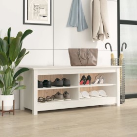 Banco zapatero madera maciza de pino blanco 110x38x45,5 cm de vidaXL, Zapateros y organizadores de calzado - Ref: Foro24-8137...