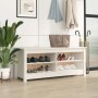 Banco zapatero madera maciza de pino blanco 110x38x45,5 cm de vidaXL, Zapateros y organizadores de calzado - Ref: Foro24-8137...