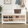 Banco zapatero madera maciza de pino blanco 110x38x45,5 cm de vidaXL, Zapateros y organizadores de calzado - Ref: Foro24-8137...