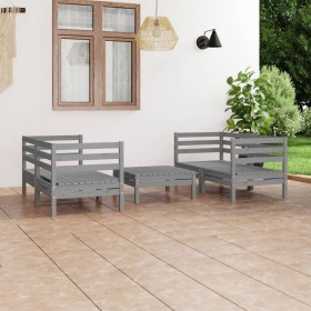 Juego de muebles de jardín 5 piezas madera maciza de pino gris en Conjuntos de jardín | Comprar online en Foru.es