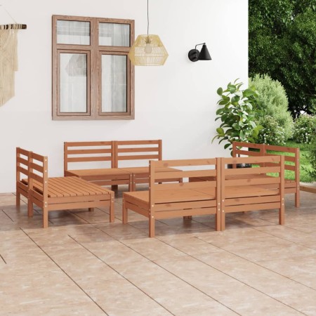 Juego de muebles jardín 8 pzas madera maciza pino marrón miel en Conjuntos de jardín | Comprar online en Foru.es