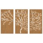 Adorno pared jardín 3 pzas acero corten diseño árbol 105x55 cm de vidaXL, Carteles, copias y arte visual - Ref: Foro24-824511...