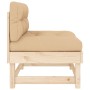 Sofá central con cojines madera maciza de pino de vidaXL, Sofás modulares de exterior - Ref: Foro24-825429, Precio: 85,97 €, ...