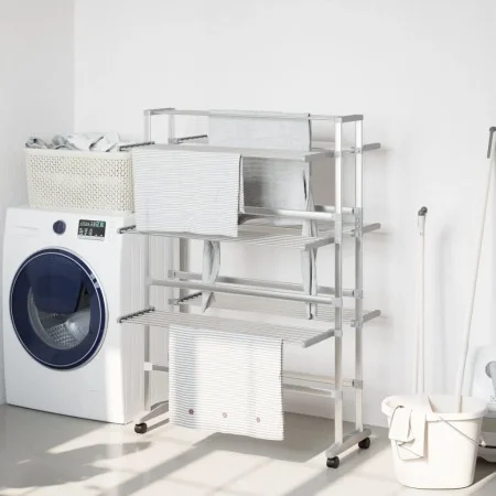 Tendedero para ropa con ruedas aluminio 89x64x129 cm de vidaXL, Tendederos y perchas - Ref: Foro24-154603, Precio: 106,55 €, ...