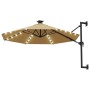 Sombrilla de pared con LEDs y poste de metal 300 cm taupé de vidaXL, Sombrillas - Ref: Foro24-312525, Precio: 126,00 €, Descu...