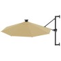 Sombrilla de pared con LEDs y poste de metal 300 cm taupé de vidaXL, Sombrillas - Ref: Foro24-312525, Precio: 126,00 €, Descu...