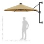 Sombrilla de pared con LEDs y poste de metal 300 cm taupé de vidaXL, Sombrillas - Ref: Foro24-312525, Precio: 126,00 €, Descu...