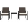 Set comedor de jardín 3 pzas y cojines PP aspecto ratán marrón de vidaXL, Conjuntos de jardín - Ref: Foro24-360207, Precio: 1...