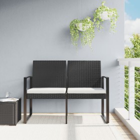Banco de jardín de 2 plazas con cojines PP aspecto ratán negro de vidaXL, Bancos de jardín - Ref: Foro24-360209, Precio: 115,...